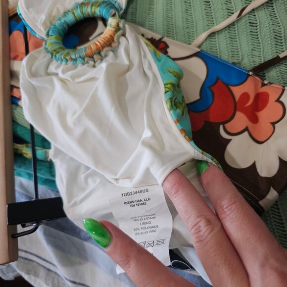 PatBO Tropicalia Bandeau Bikini Top in Island Blue - Picture 10 of 10